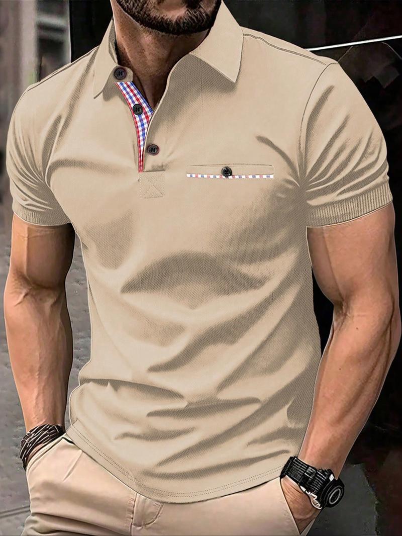 Men's Button Front Shortsleeve Polo Shirt, Casual Short Sleeve Polo Top for Summer, Fashion Men's Clothes for Daily Wear, Casual Golf Polo