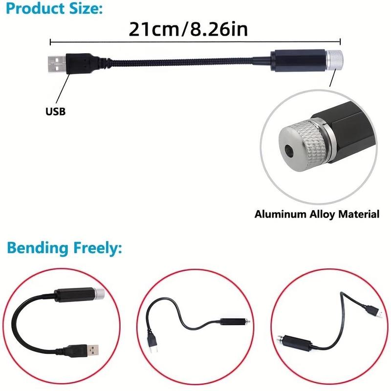 USB Powered Car Roof Atmosphere Light, Portable Adjustable Romantic Car Interior Light, Car Decorative Light for Vehicle, Ceiling, Bedroom, LED Lights Car, LED Car Ambient Light, LED Bar Light, LED Roof Twinkle