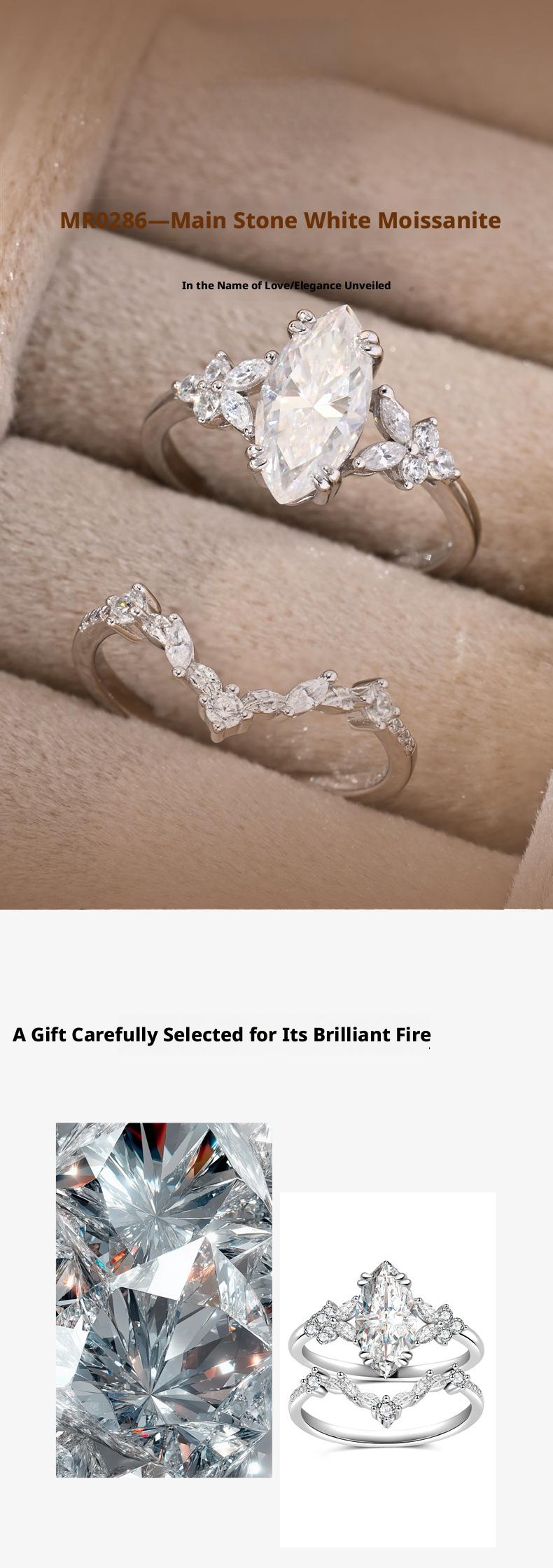 Marquise Cut 2.0CT D VVS1 Color Lab-Created Moissanite Ring S925 Sterling Silver 18K Gold Plated Jewelry for Women Engagement Wedding Lady's Gift Luxury, Light Luxury Fashion High-end Niche Birthday Gift, Exclusively Designed for Ladies