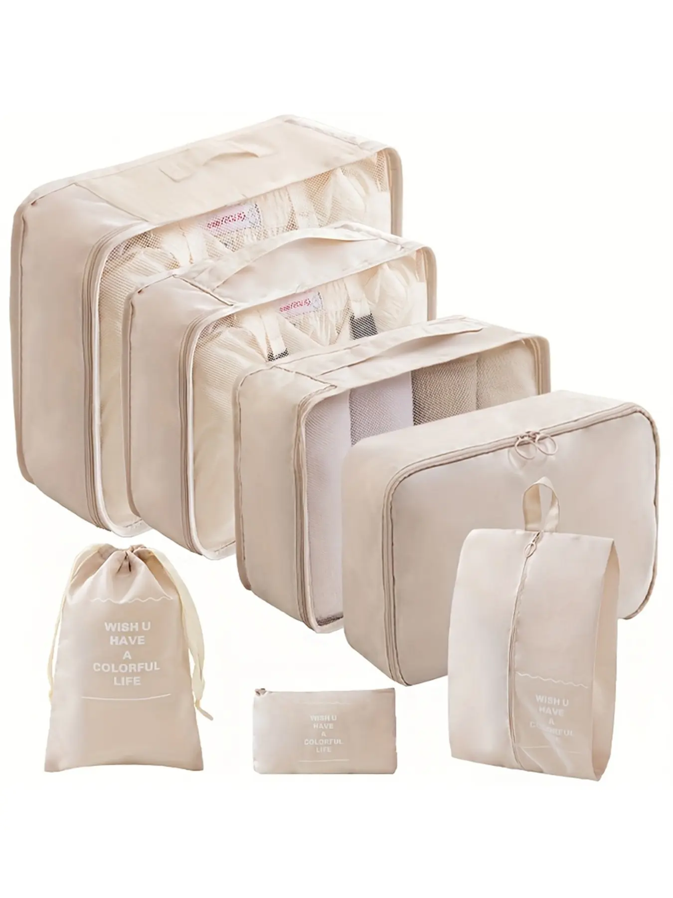 7-Piece Large Capacity Travel Organizer Set, Easy Sorting for Clothes, Shoes, Underwear, Cosmetics, Portable for All Seasons