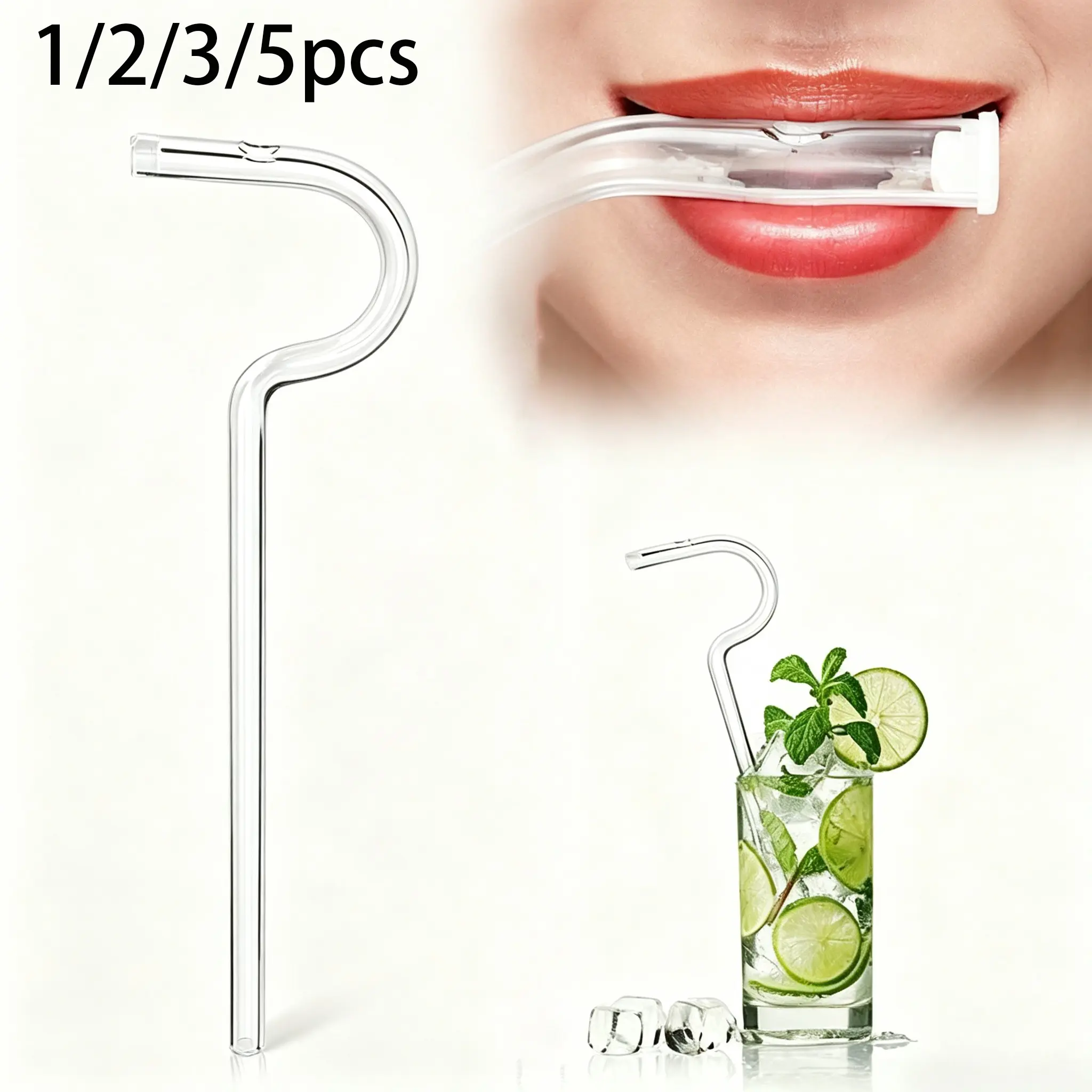 1/2/3/5pcs Anti-Fold Lip Straw, Lip Gloss Straw, Lipz Style Straw with Cleaning Brush, Reusable, Ideal for Gifts, Office/home Use