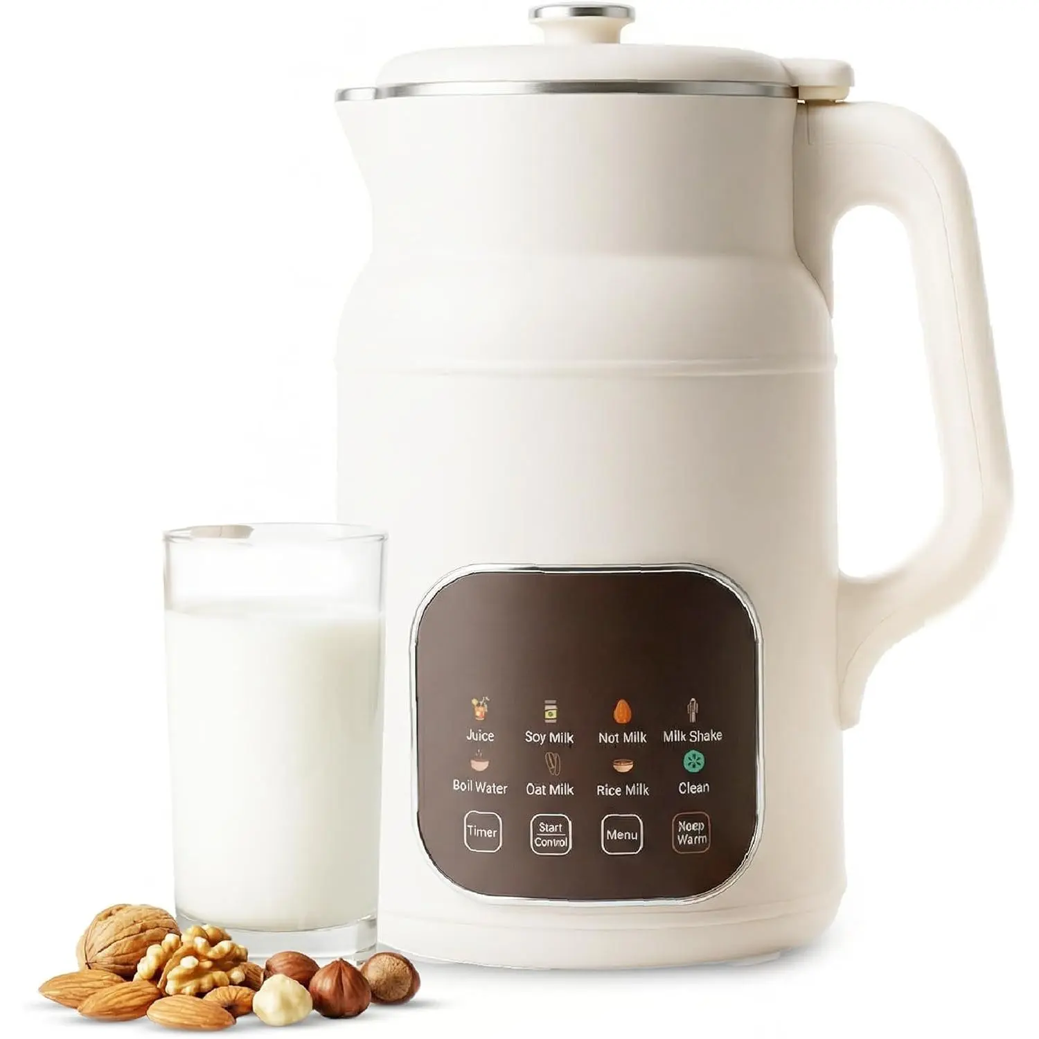 Nut Milk Maker Machine, 59oz – 8-in-1 Almond, Oat, Soy, Rice & Cashew Milk Maker | No Pre-Soaking | 24H Timer, Auto-Clean, 304 Stainless Steel,