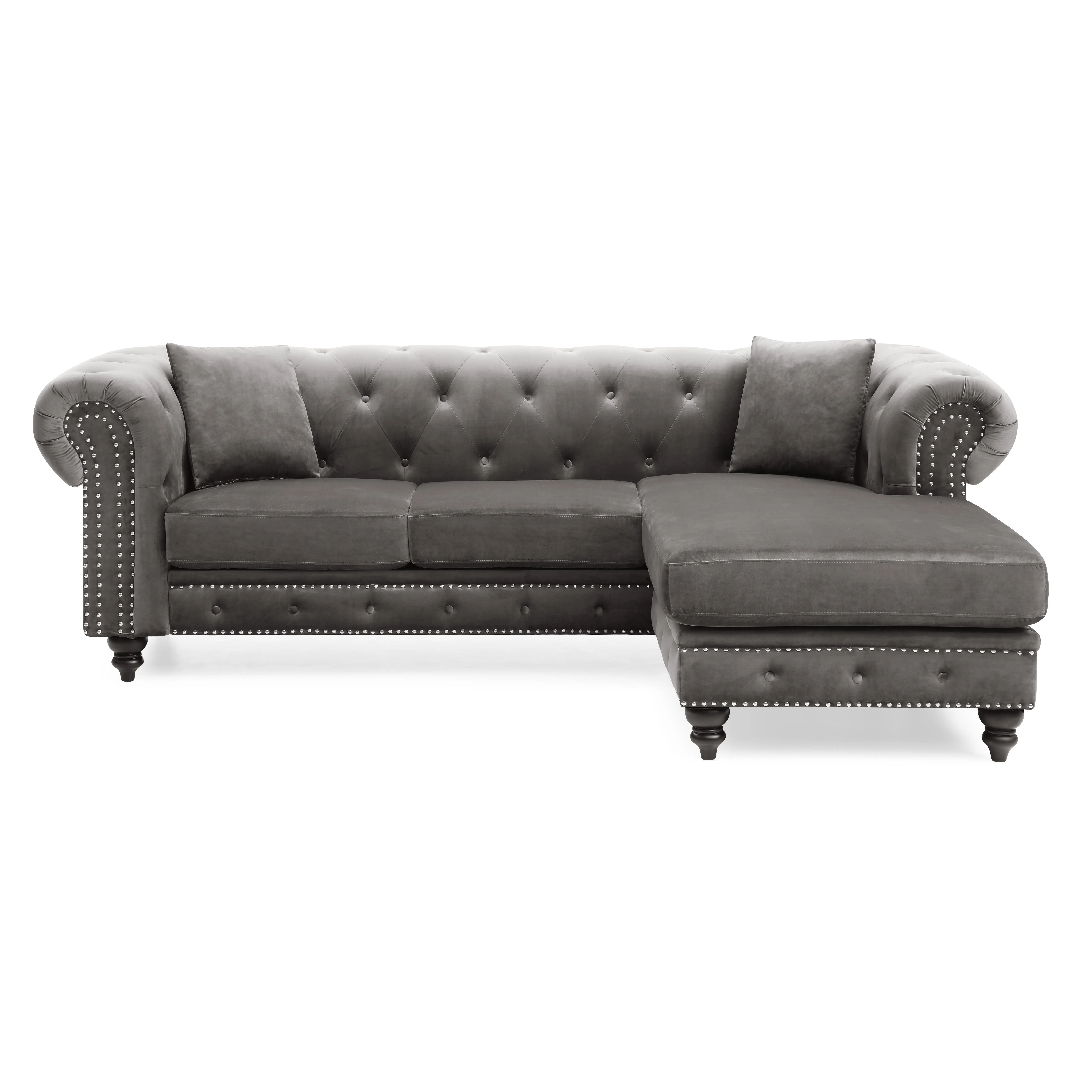 ARCH Modern Sofa Chaise Lounge for Living Room, Dark Gray Fabric Upholstered Couch with Ottoman-Free Design, Compact Sectional Sofa for Apartment, Family Room, Office Waiting Area, Single Seater Chaise Lounge Sofa, 1-Piece, Living Room Furniture