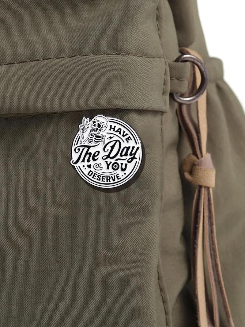 Skeleton & Letter Pattern Brooch, Fashion Brooch for Women & Men, Enamel Pin Suitable for Backpacks, Jeans, Scarves, Hats Decoration, Hat Pins