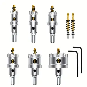 8PCS TCT Hole Saw Kit for Hard Metal, 3/4"-2" Inch Tungsten Carbide Tipped Hole Saw Set, Heavy Duty Hole Cutter for Metal, Stainless Steel, Iron, Wood, Plastic