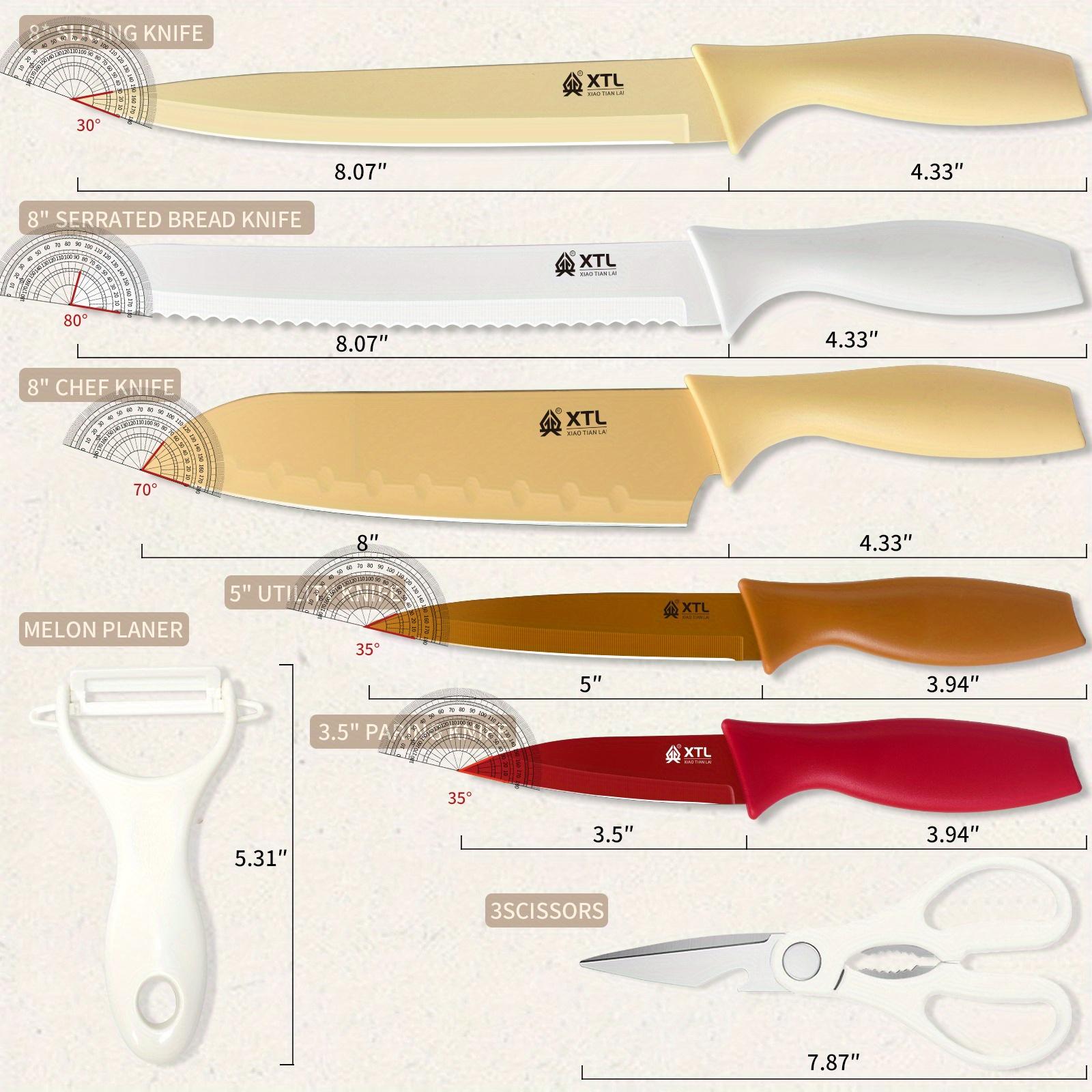 Professional 7pcs Stainless Steel Kitchen Cooking Tool Set  Chef's Knife with Silicone Handle Sharp and Durable, Rust and Stain Resistant Cooking Tools with Scissors and Peelers