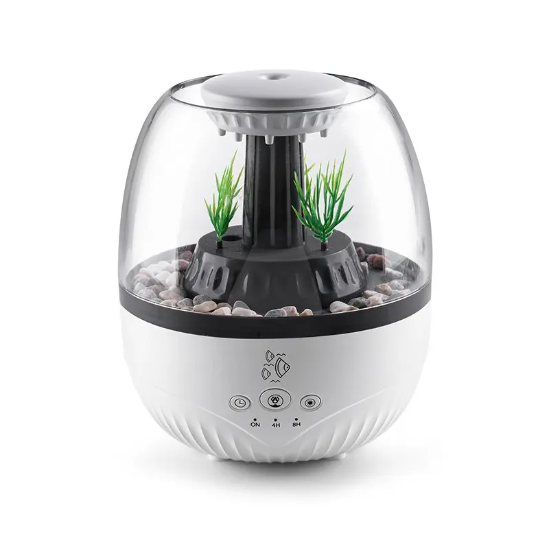 New Creative Fish Tank Humidifier Combo USB Powered, Micro Landscape Aquarium Humidifier Diffuser, Multi-Color Lights, Essential Oil Compatible, Aroma Diffuser Humidifier