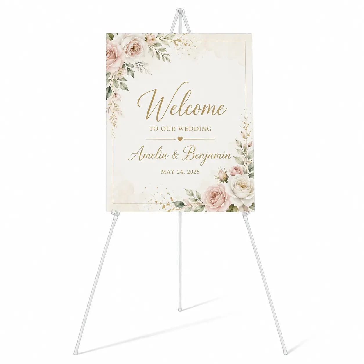 Foldable Easel Stand Black White Adjustable 80-168cm Tripod Display Holder for Wedding Welcome Sign,Canvas Painting,Photo Frame,Party Decor,Bridal Shower,Baby Shower,Home Living Room,Office,Art Craft Show