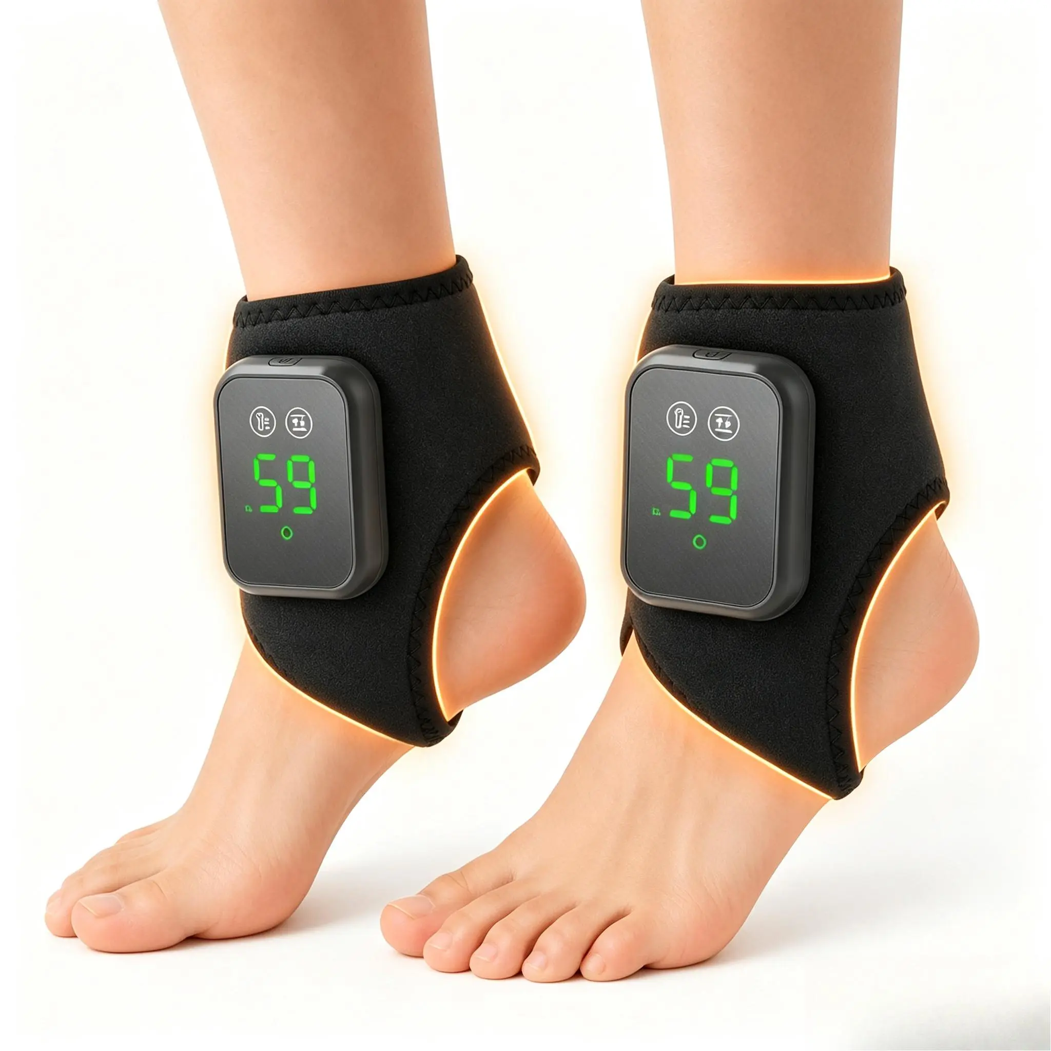Ankle Massager, Wireless Heated Ankle Heating Pad Wrap, Vibration Massage for Ankle Pain Relief & Better Blood Circulation, Auto Shut-Off Safety Timer, Portable for Home, Office and Travel