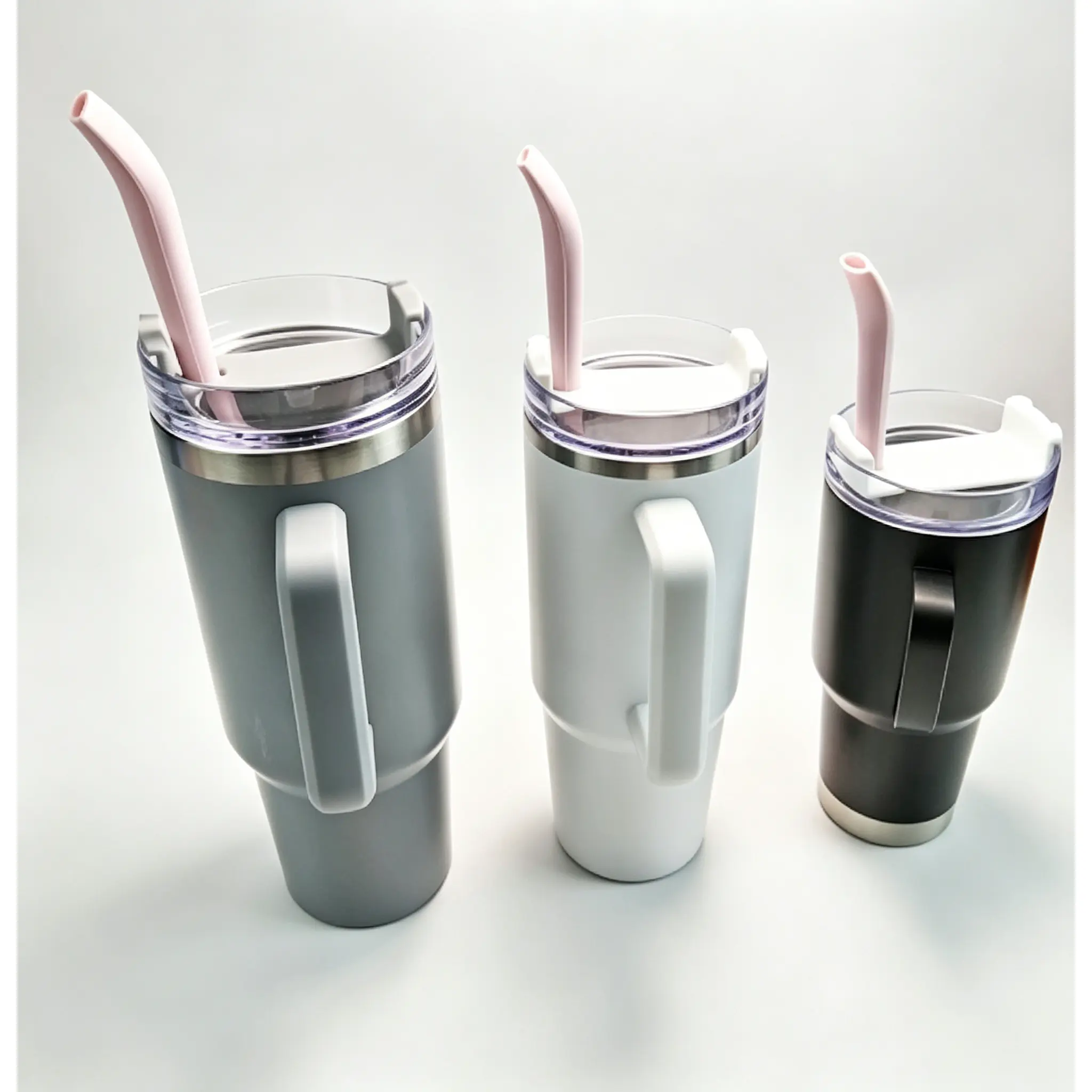 New Silicone Anti-Wrinkle Straw Reusable Flat Mouth Drinking Straw