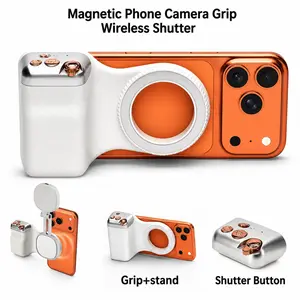 Magnetic Phone Camera Grip with Wireless Shutter, Universal Selfie Handle Stand for iPhone Android, Portable Vlog Photo Shooting Grip