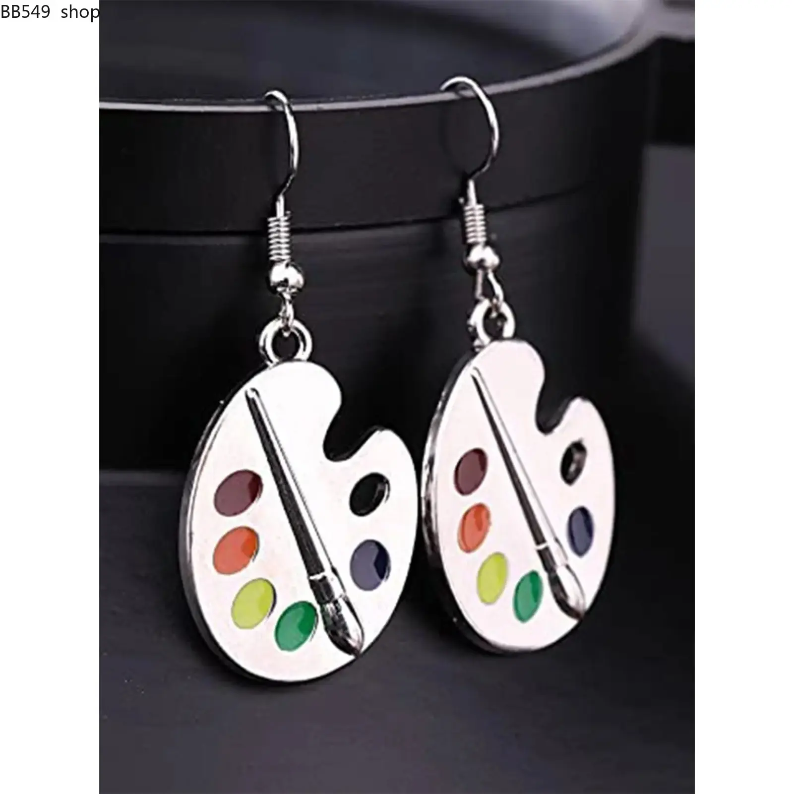 Creative Oil Painting Board Design Drop Earrings, Statement Earrings, 1 Pair Colorful Pendant Earrings with Painting Board, Fashion Jewelry Accessories for Women & Girls, Trendy Fashionable Accessories, Jewelry Gifts