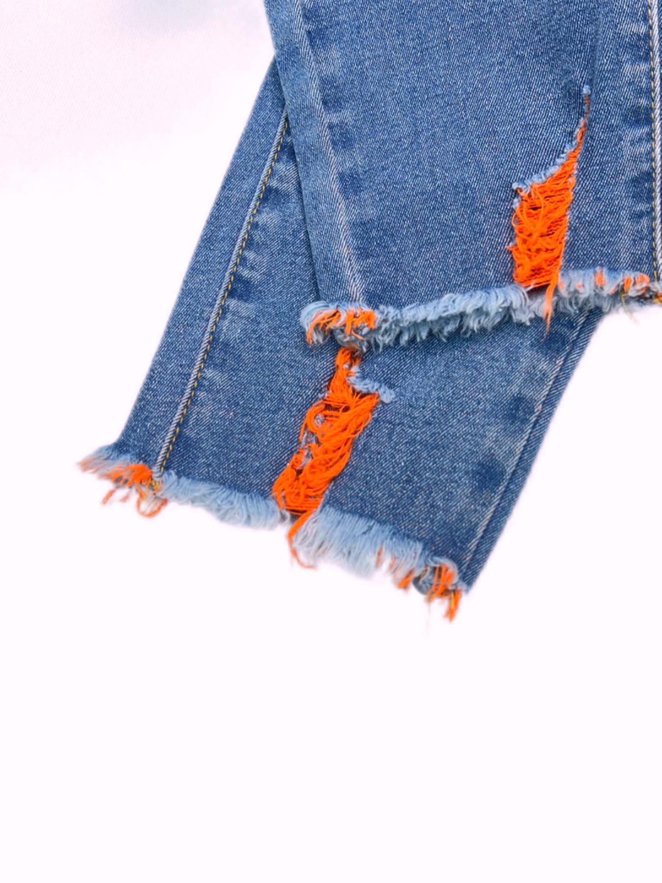 Women's Ripped Denim Jeans, Fashion Casual Streetwear Slim-fitting Pants for Daily Wear, Ladies Bottoms for All Seasons