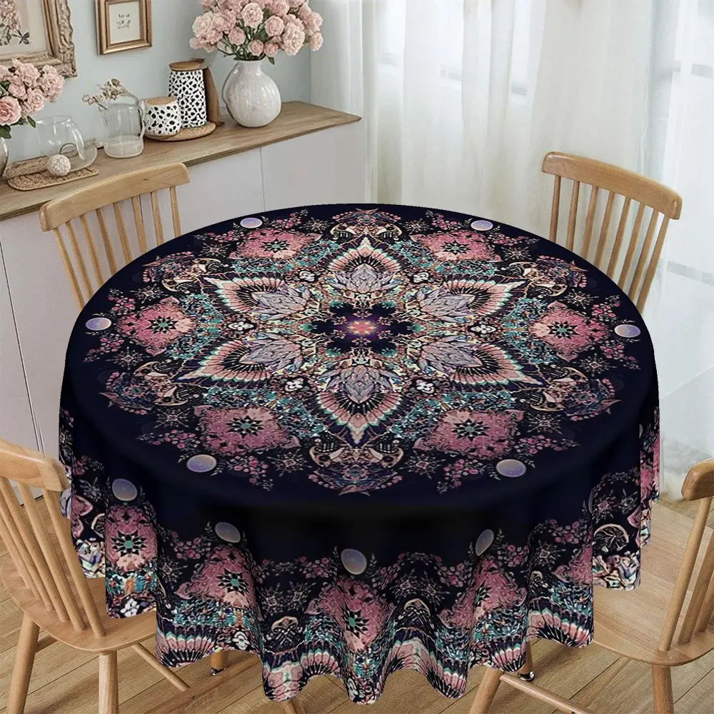 Abstract Art Round Tablecloth, Striped Design, Kitchen Dining Protector, Party Decor, Hotel Restaurant Home Use