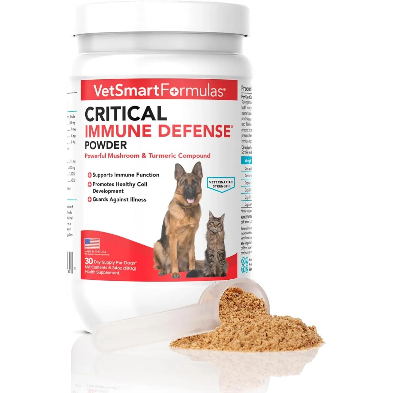 Immune Defense for Dogs & Cats Supports Normal Cell Growth - Turkey Tail Reishi Shiitake Maitake Mushroom Formula with Patented White Turmeric Root Extract - 30-Day Supply