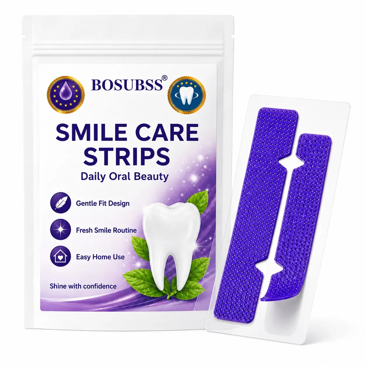 7 Pairs Smile Care Strips, Upper & Lower Oral Beauty Strips, Flexible Fit, Easy-Peel Design, At-Home Smile Routine