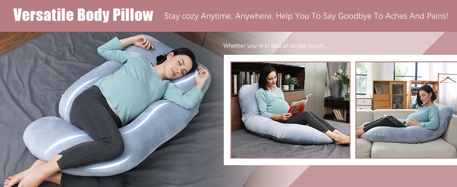 Pregnancy Pillows for Sleeping - U Full Body Maternity Pillow with Removable Cover - for Back, Legs, Belly, HIPS - 65 Inch - Grey