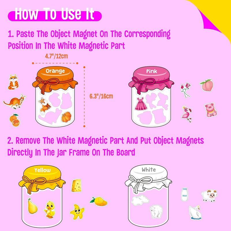 10/12 Pieces Magnetic Color Sorting Toys, 60 Color Magnets Educational Refrigerator Whiteboard for Baby Toddlers Kids Magnets