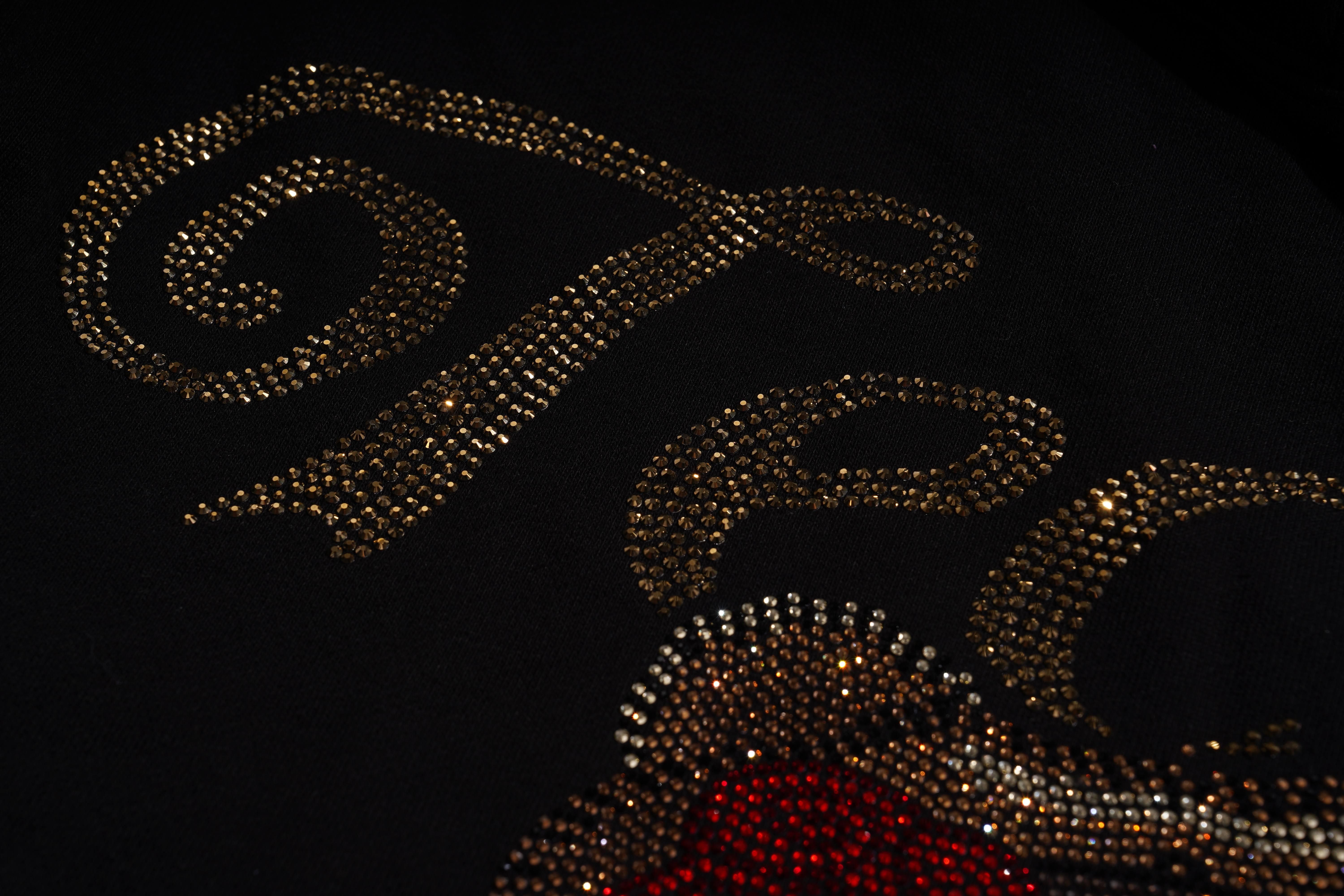 TCH - B: RARE TECHNO BEAR OVrsied -Bling Hoodie I Y2K Cyber Grunge AestheticI Rhinestone Details & Side Zippers