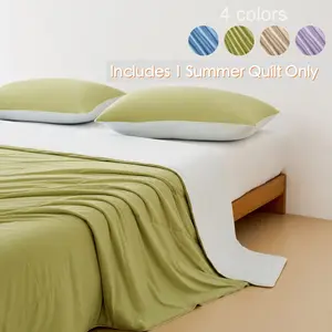 1 Piece Ice Silk AC Comforter, Nordic Minimalist Style, Q-Max 0.4 Cooling Fabric, Lightweight Breathable Soft for Bedroom Hotel Dorm