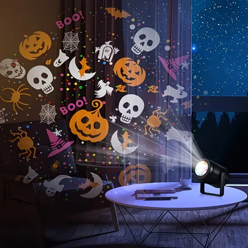 Halloween USB Projector Light, Dynamic Rotating Patterns, Stage Projection Lamp, Ceiling Decor LED, Perfect Gift for Home Decoration