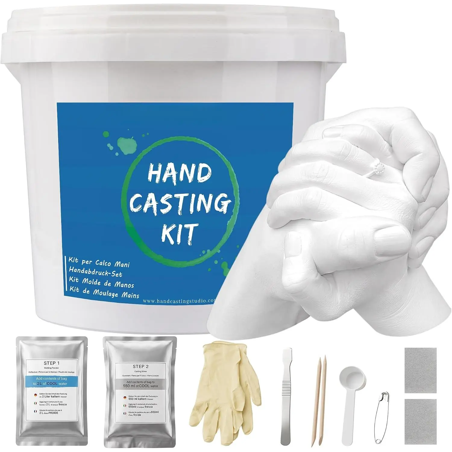 Couples Hand Casting Kit, Captures Fingerprints & Wrinkles, DIY Lasting Hand Sculpture, Perfect Romantic Gift for Wedding & Anniversary