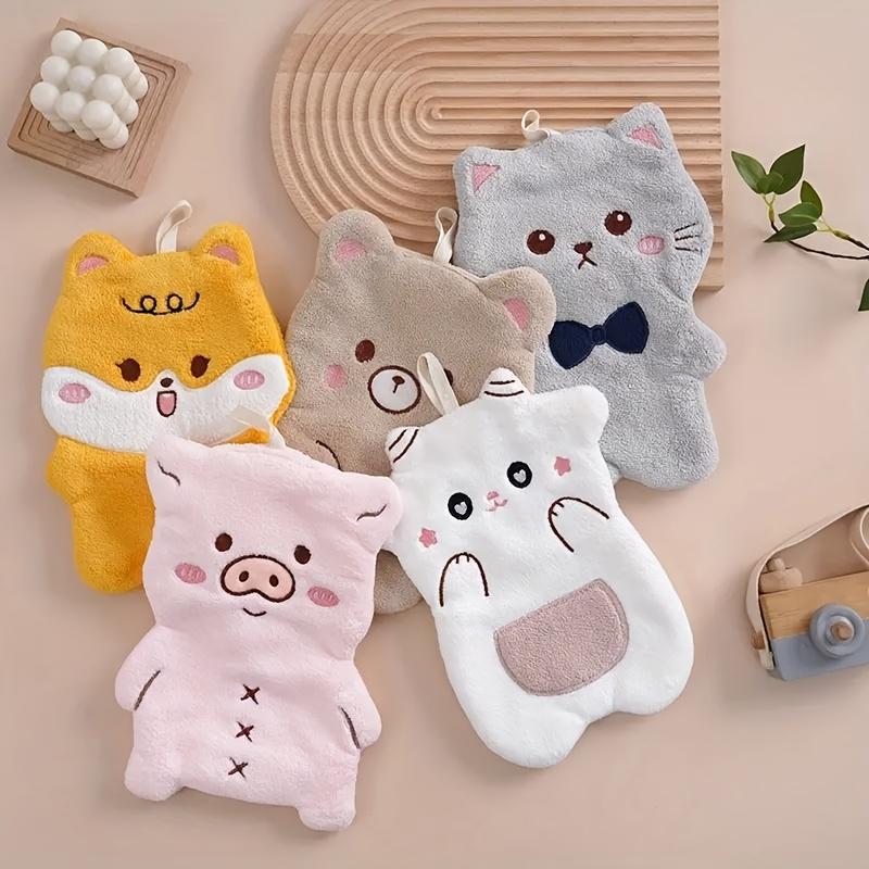 5Pcs Cute Cartoon Coral Fleece Towels, Highly Absorbent Fast Drying for Kitchen, Bathroom, Home & Travel