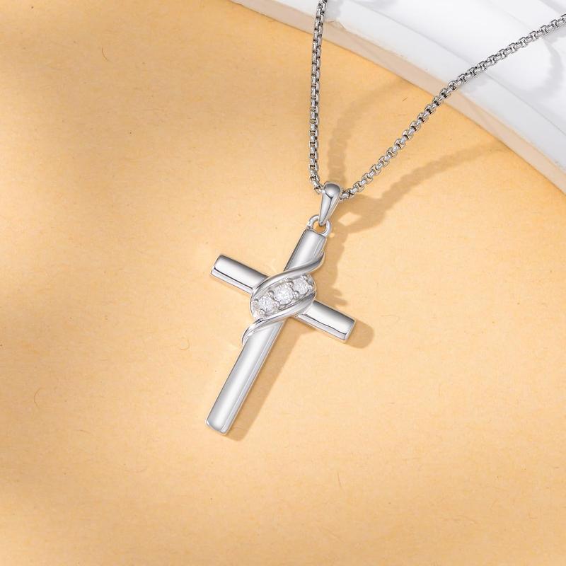 MEIDERBO Jewelry Cross Birthstone Necklace for Women 925 Sterling Silver Cross Pendant Christian Religious Jewelry Birthday Christmas Gifts for Her/Wife/Mom/Girlfriend