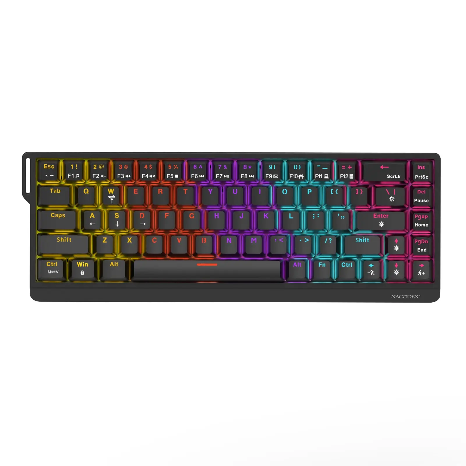AJAZZ NK68 V2 wired gaming mechanical keyboard, Pc gaming keyboards, red switch multi-color compact multimedia function portable ribbon design plug and play mixed light DIY desktop storage suitable for e-sports and office