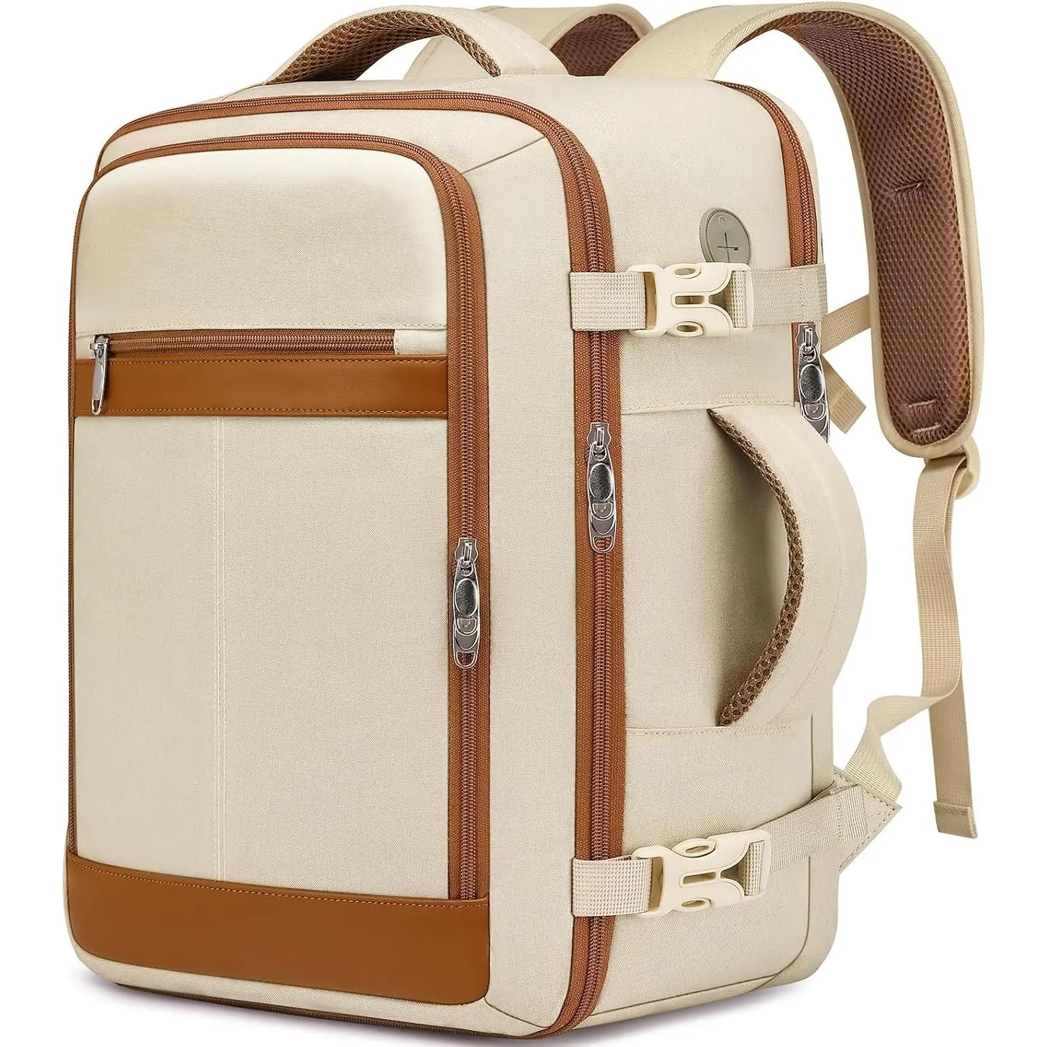 Travel Backpack for Women Airline Approved Carry  Backpack with Shoe Pouch,TSA 15.6inch Laptop Mochila Flight Approved Personal Item Bag for Weekender Overnight Bags Bookbag Travel Essentials,Beige
