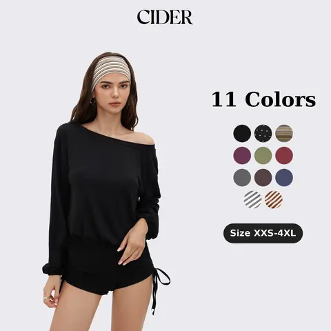 Cider Asymmetrical Neck Drawstring Romper
