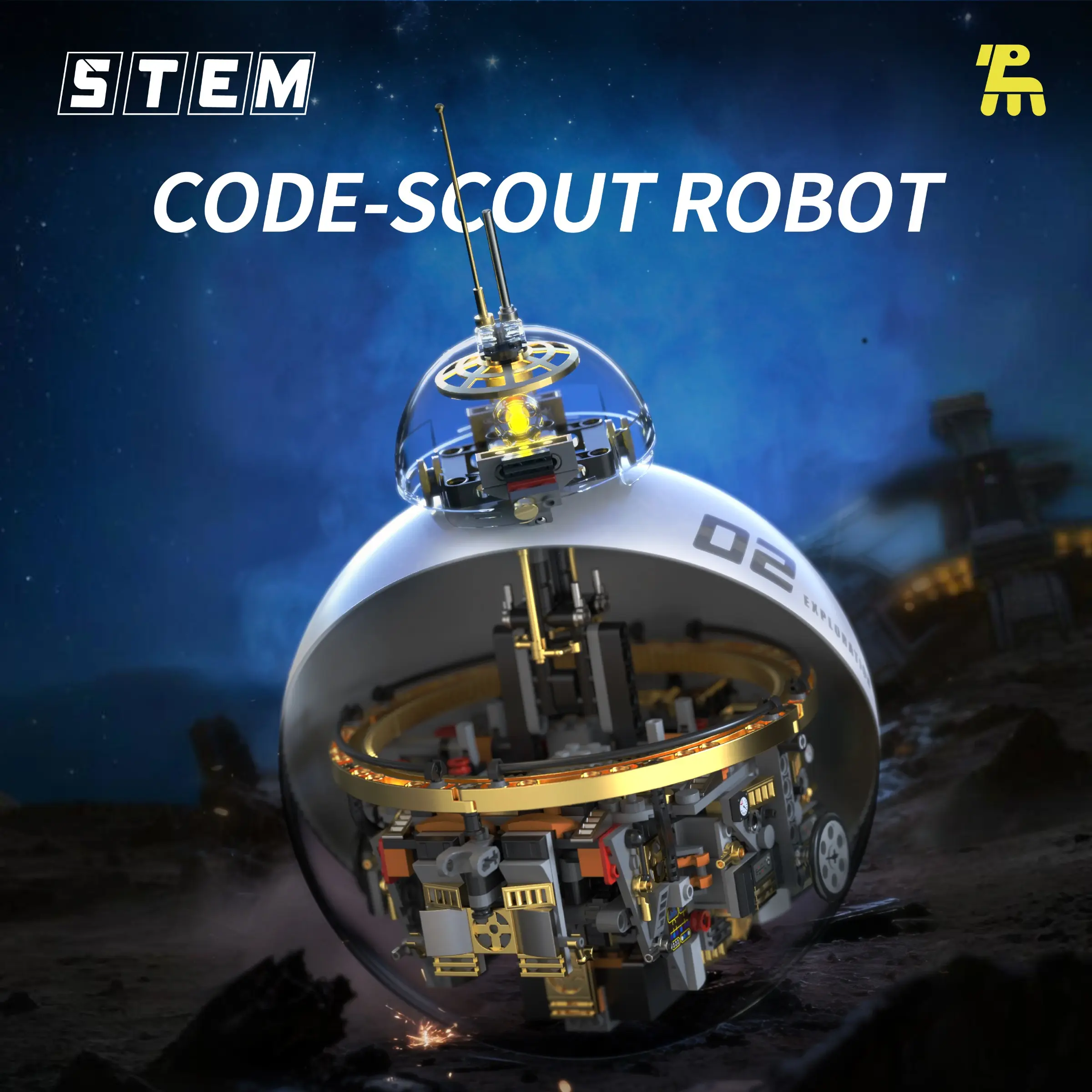 Sci-Fi Robot Building Kit, Programmable Rolling Spherical Robot Remote Control, Stem Toy for Kids Ages 8-12, Future Style Collectible Model