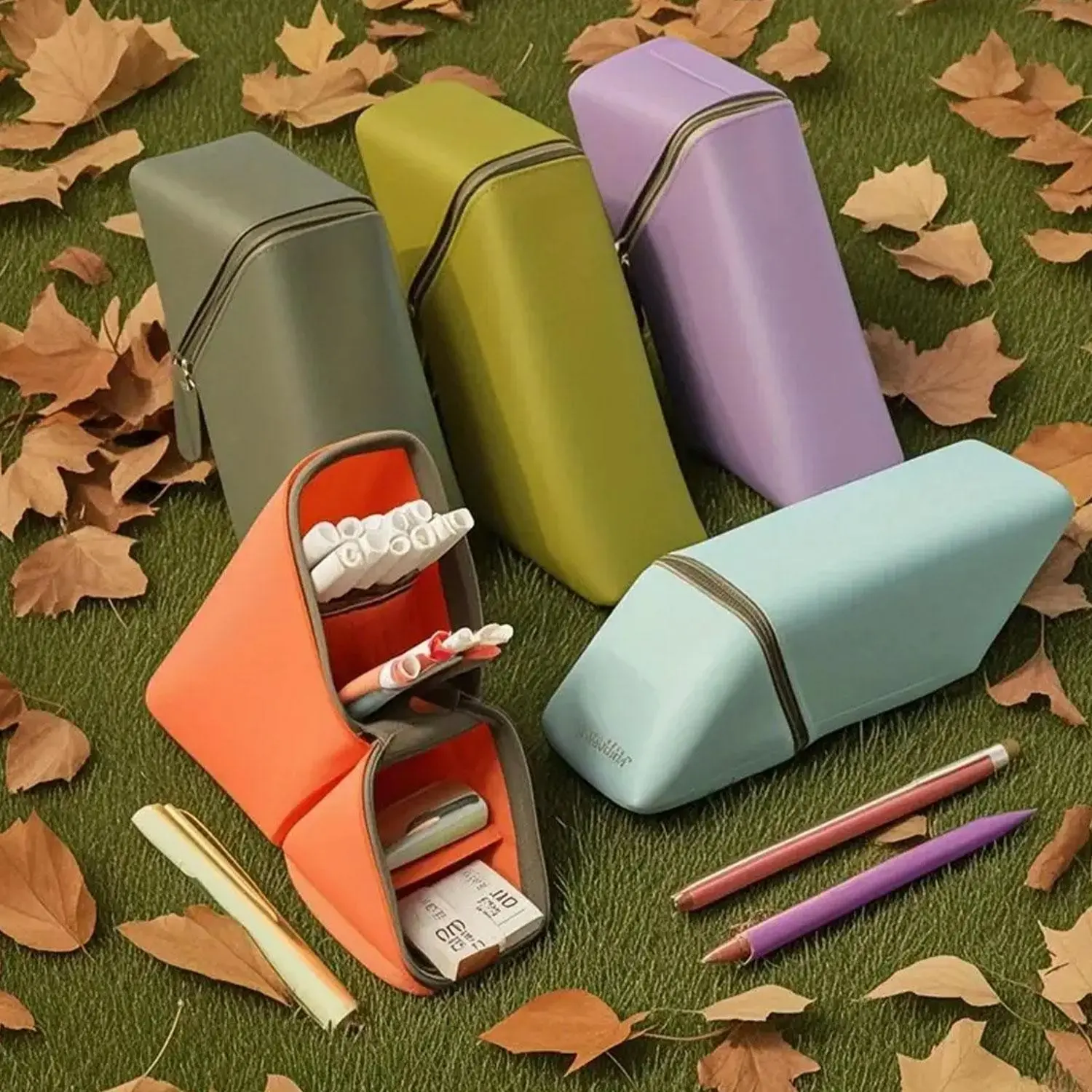 New Soft Silicone Pen Bag - Large-capacity multi-layer telescopic design, with transparent compartments for storing pens, makeup tools and stationery - A durable and portable storage box for students, professionals and women, featuring a multi-functional