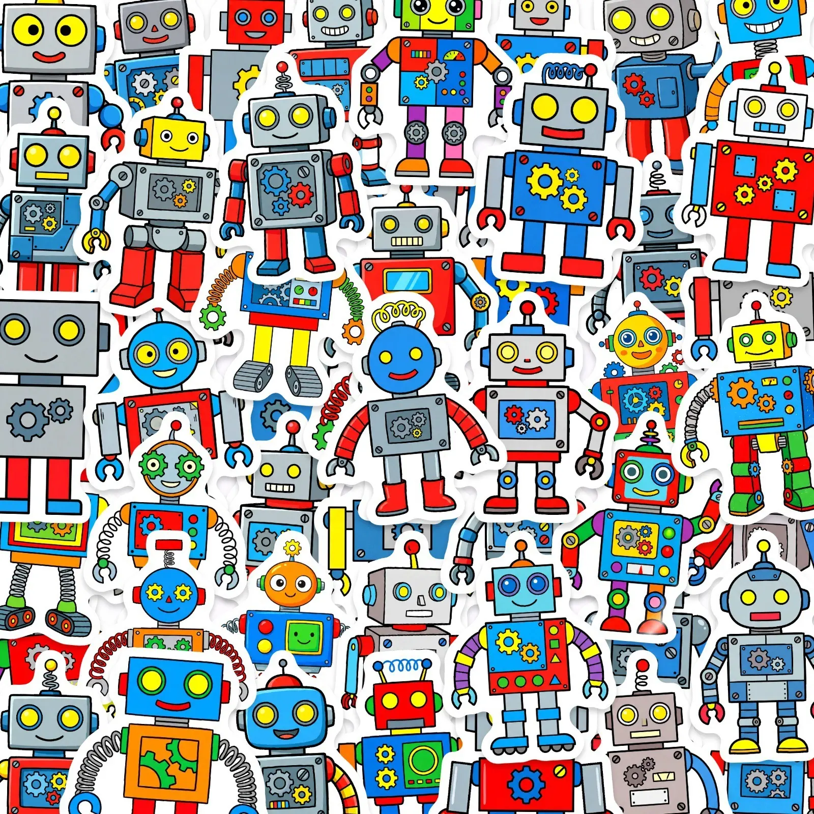 50pcs Cartoon Robot Doodle Stickers Series, Sticker Decals, suitable for scrapbooks, diaries, laptops, water bottles, cars, etc., featuring faith-based designs and carrying positive messages as gifts.