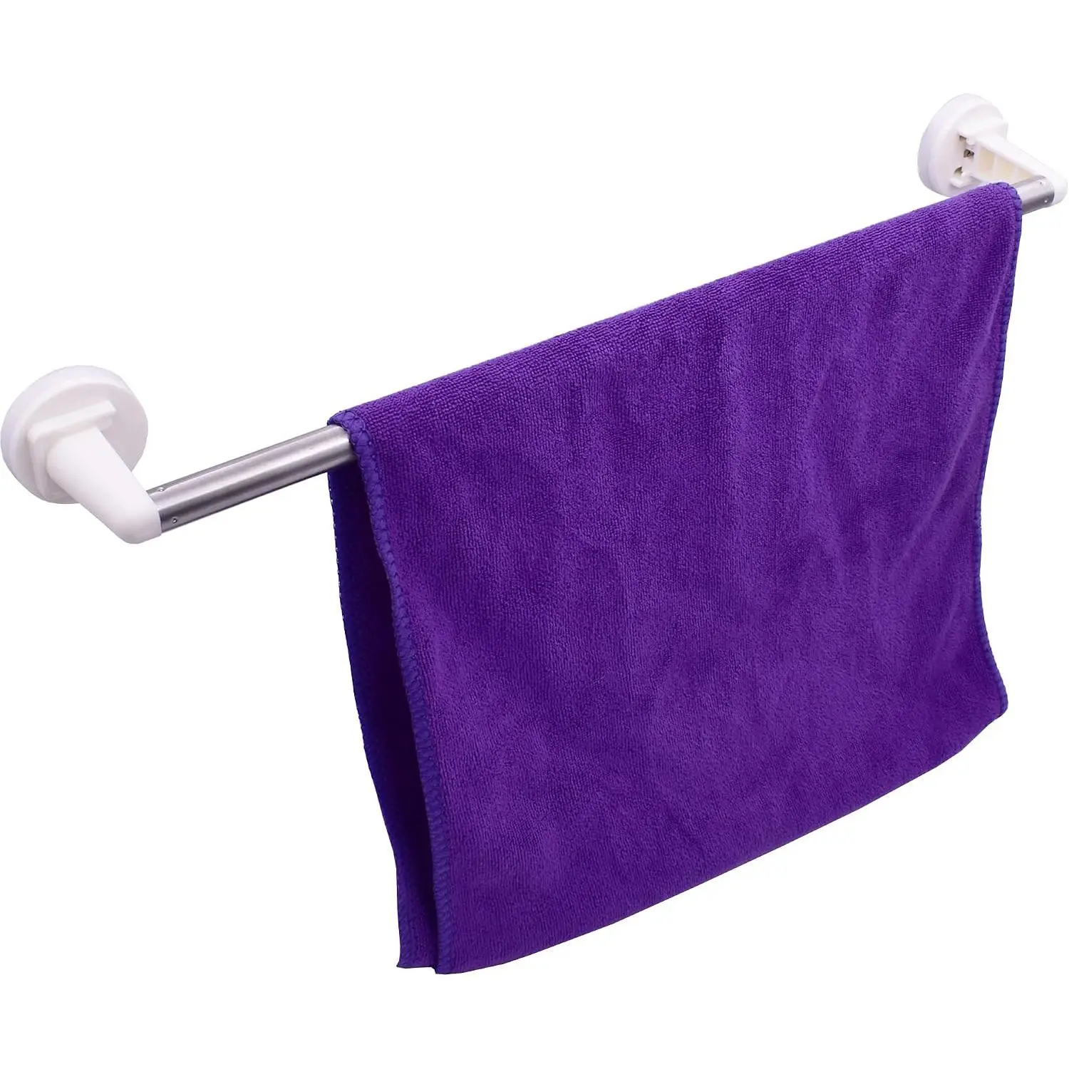 Stainless Steel Metal Towel Holder Rack - Anti-Rust Adjustable 16"-38" Type-C SS Bar with Rubber Synthetic Grip for Refrigerator, Kitchen Sink (1 White, Daily Home Use)