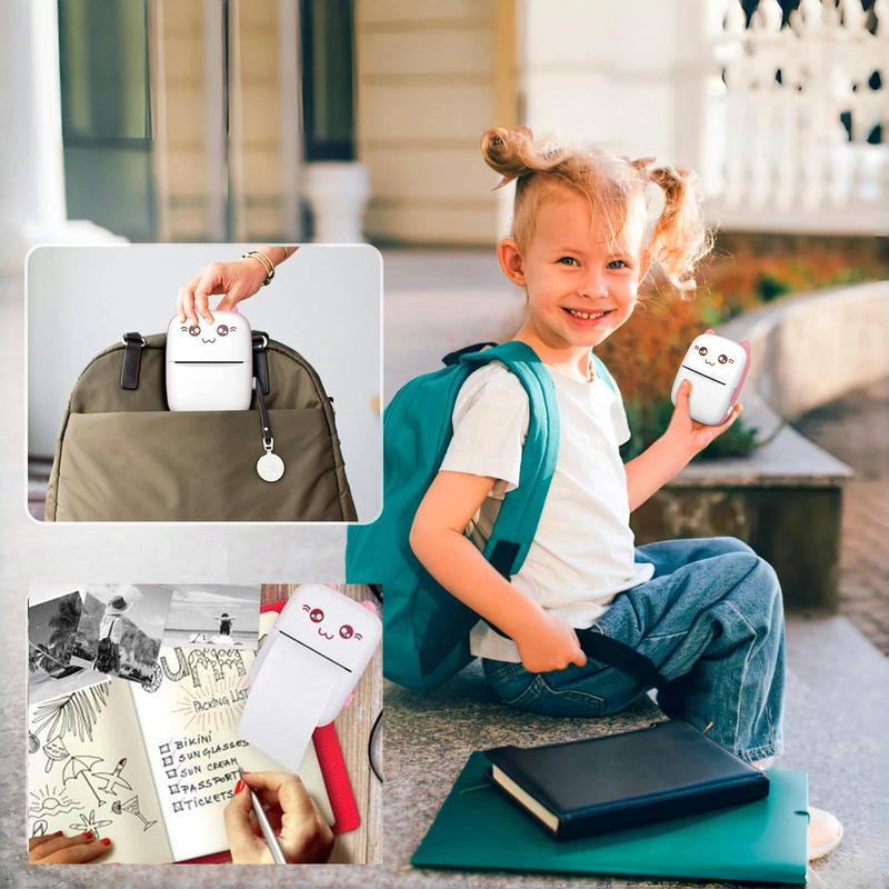 Portable Mini Sticker Printer, USB Rechargeable Bluetooth-compatible Thermal Printer with Print Paper, Pocket Printer Portable for Notes, Pictures, Label, Memo, Christmas Gift Ideas, Stocking Stuffers, Printing Machine