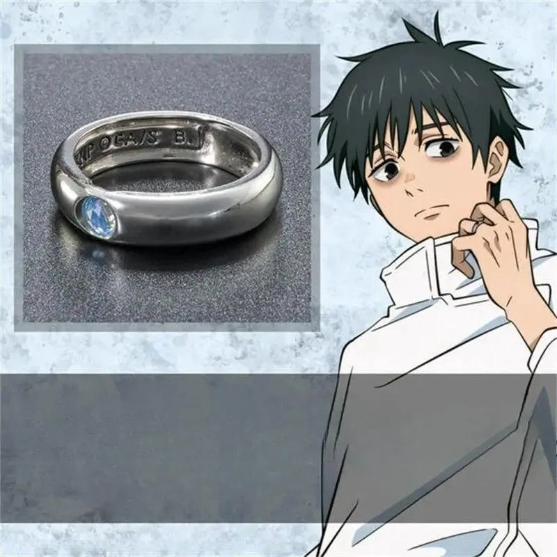 Anime Yuta Themed Women's Rings & Men's Cosplay Wear Necklace, Punk Style Collective Ornament with Metal Coating, High-Quality Exquisite Friends' Gift