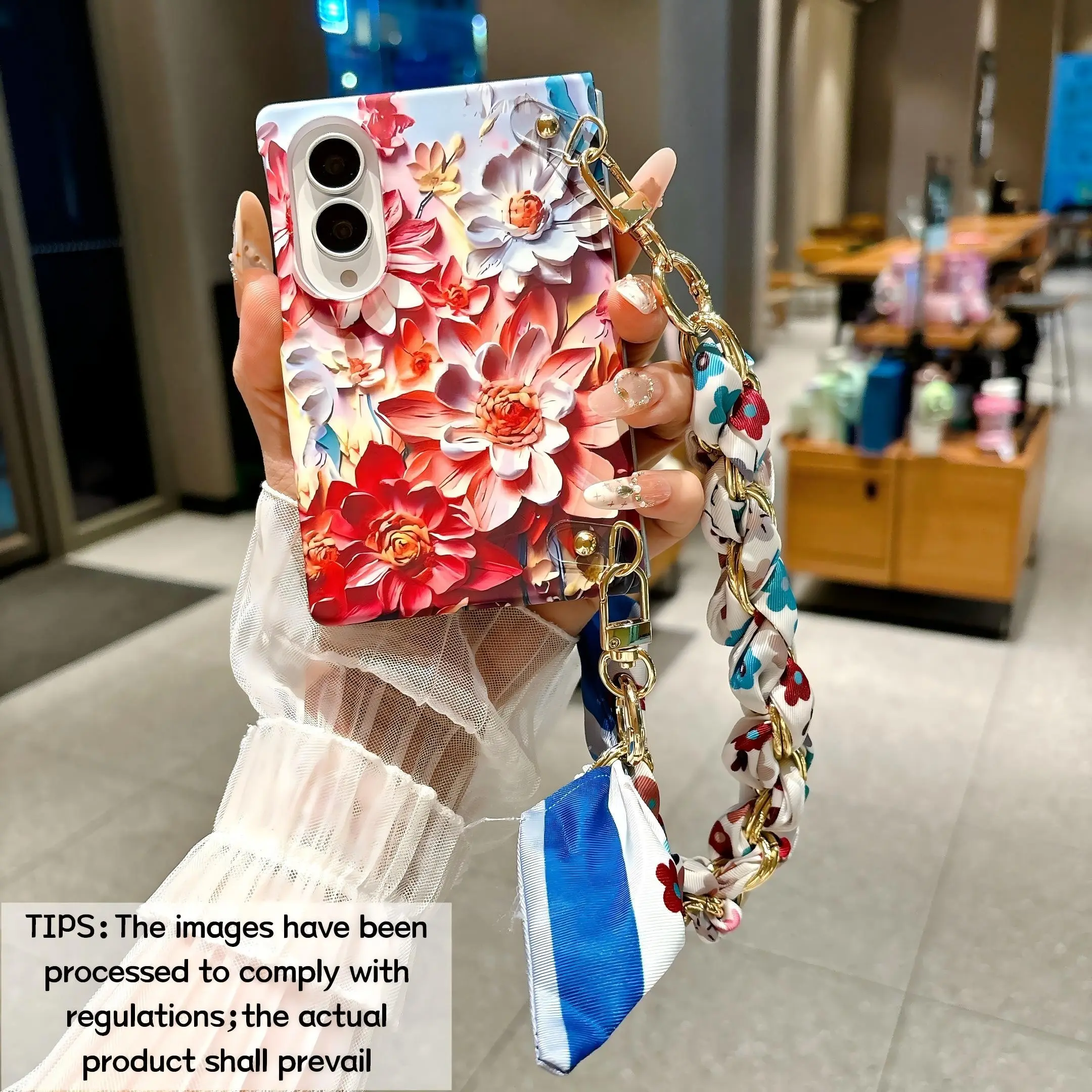 Watercolor Flower Phone Case, available with optional fabric strap, for Samsung Galaxy Z Fold 8, retro oil painting style, vintage, niche aesthetic, fashionable protective case, unique design suitable for daily use, protective shell