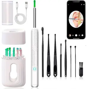 Visible Earwax Removal Kit, 360° Wide-Angle HD Camera, Safe Viewing, Type-C Charging, Waterproof Design, Compatible with iPhone & Android
