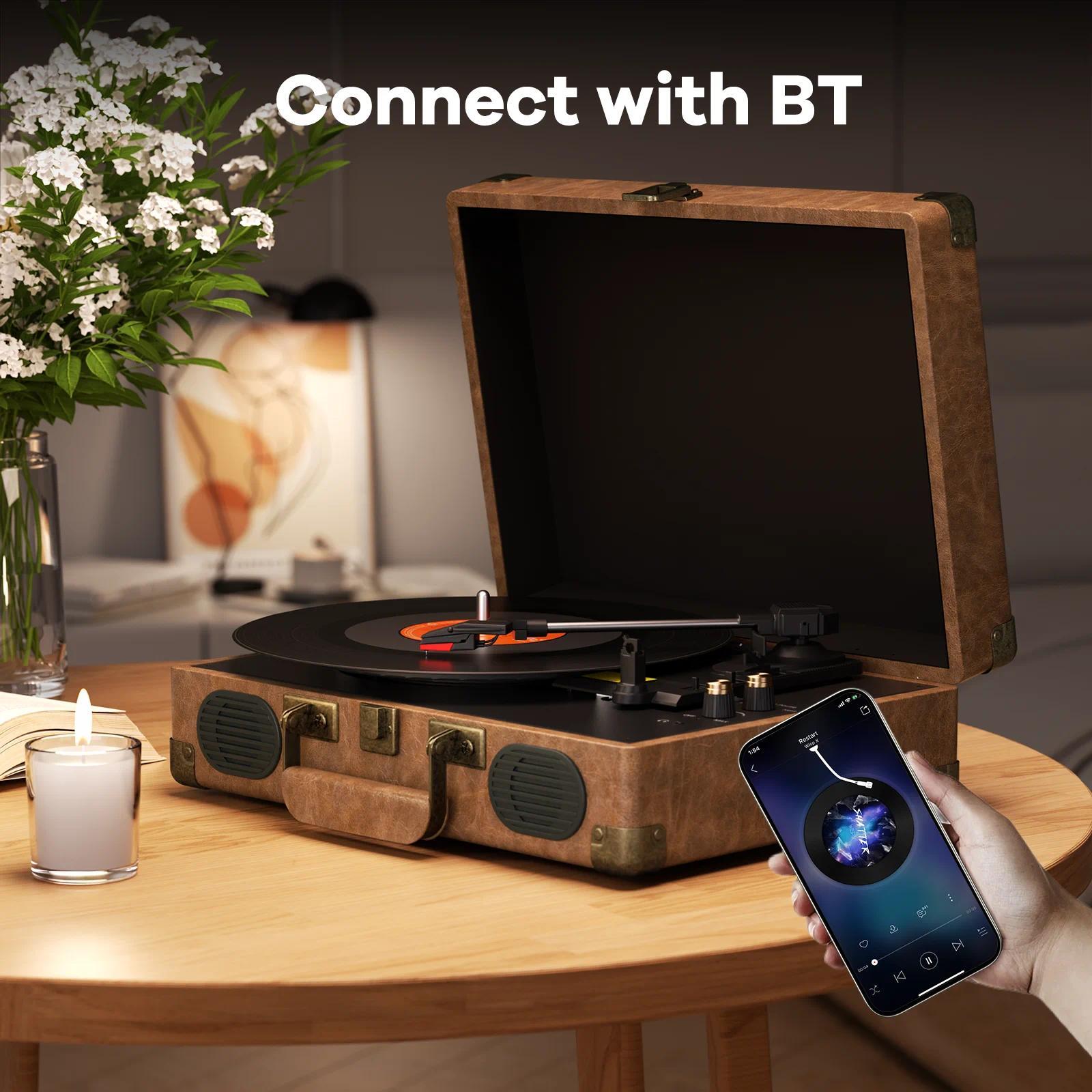 classic hifi Belt-driven Vintage Gramophone Device, Vinyl Record, Turntable , High-fidelity Stereo, Built-in Speaker, 3-speed