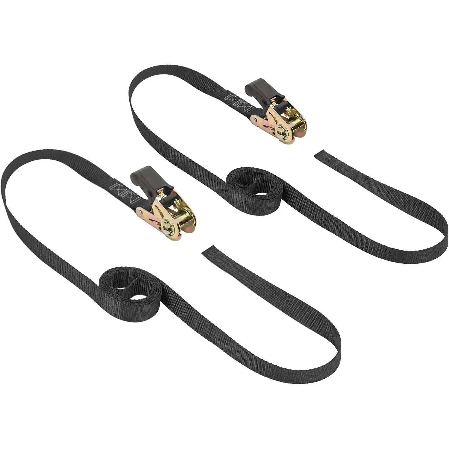 1in x 7ft Easy-Grip Endless Ratchet Straps, Black 2-Pack - Hookless Tie-Down Straps for Motorcycles, Trucks, Batteries, Coolers & Cargo, 400lb Working Load, 1200lb Break StrengthGift