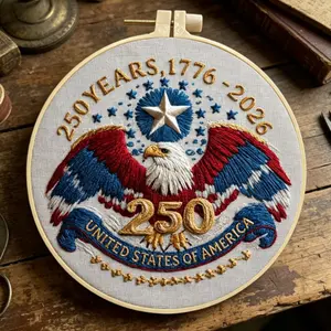 Embroidery Kit for Beginners, Elegant Cross Stitch Set, American Bald Eagle Design, DIY Embroidery Supplies, Includes Fabric, Thread, Needle, Pattern