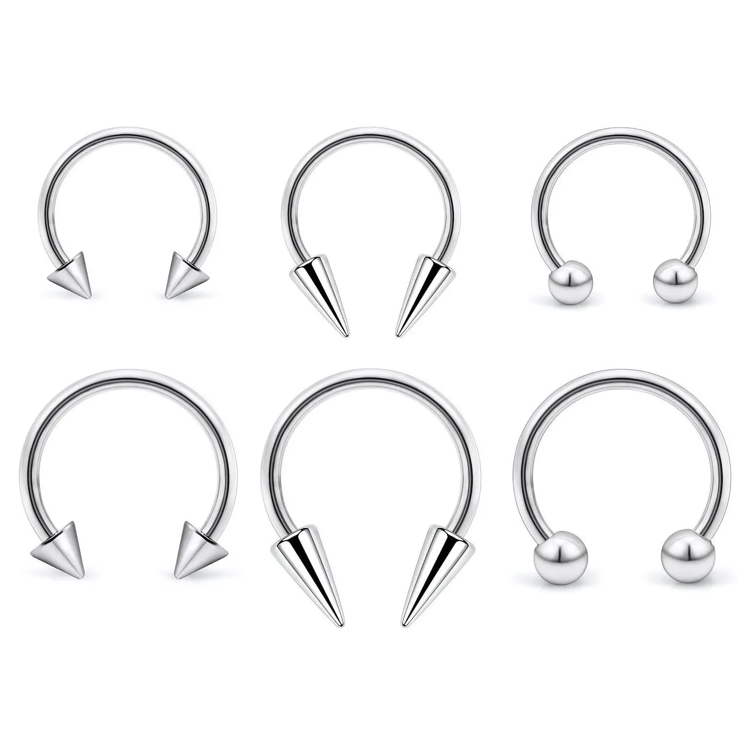 16G Surgical Steel Long Spike Septum Rings Smiley Piercing Jewelry Vertical Snake Bite Lip Rings for Women Men 8mm/10mm