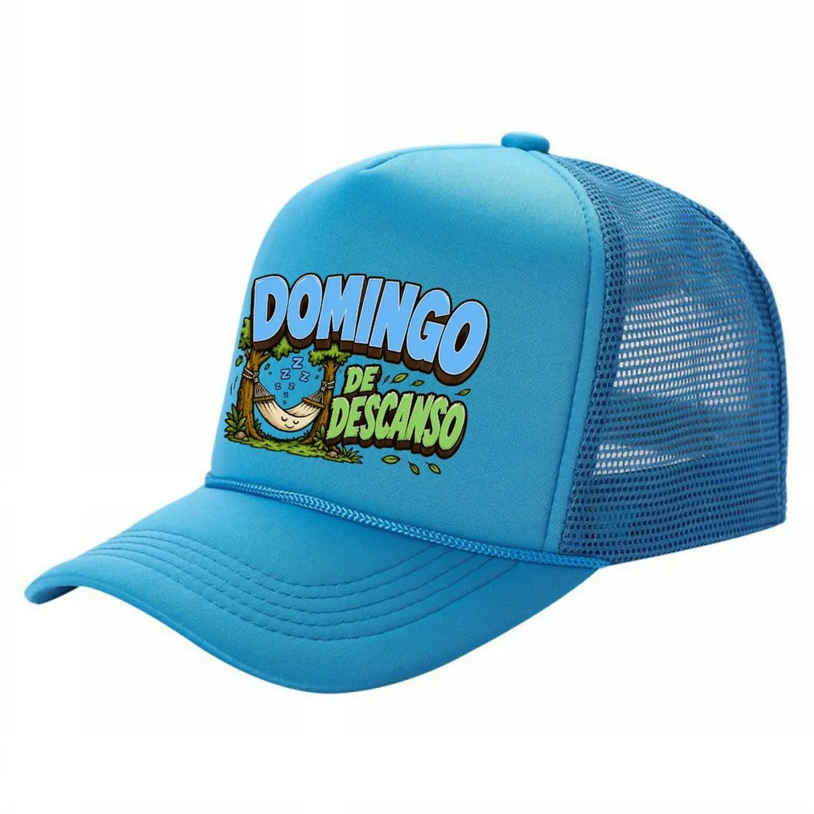 Dad Hat Baseball funny Cap Trucker Hat,Flat Heat Transfer Print, universal size,Curved Brim,Unisex,Domingo de Descanso,Spanish Rest Day,Relaxed Hammock with Zzz,Peaceful Sunday Hat,Mens Hats,Beach Essentials,Gorras Premium,Quality men Cap
