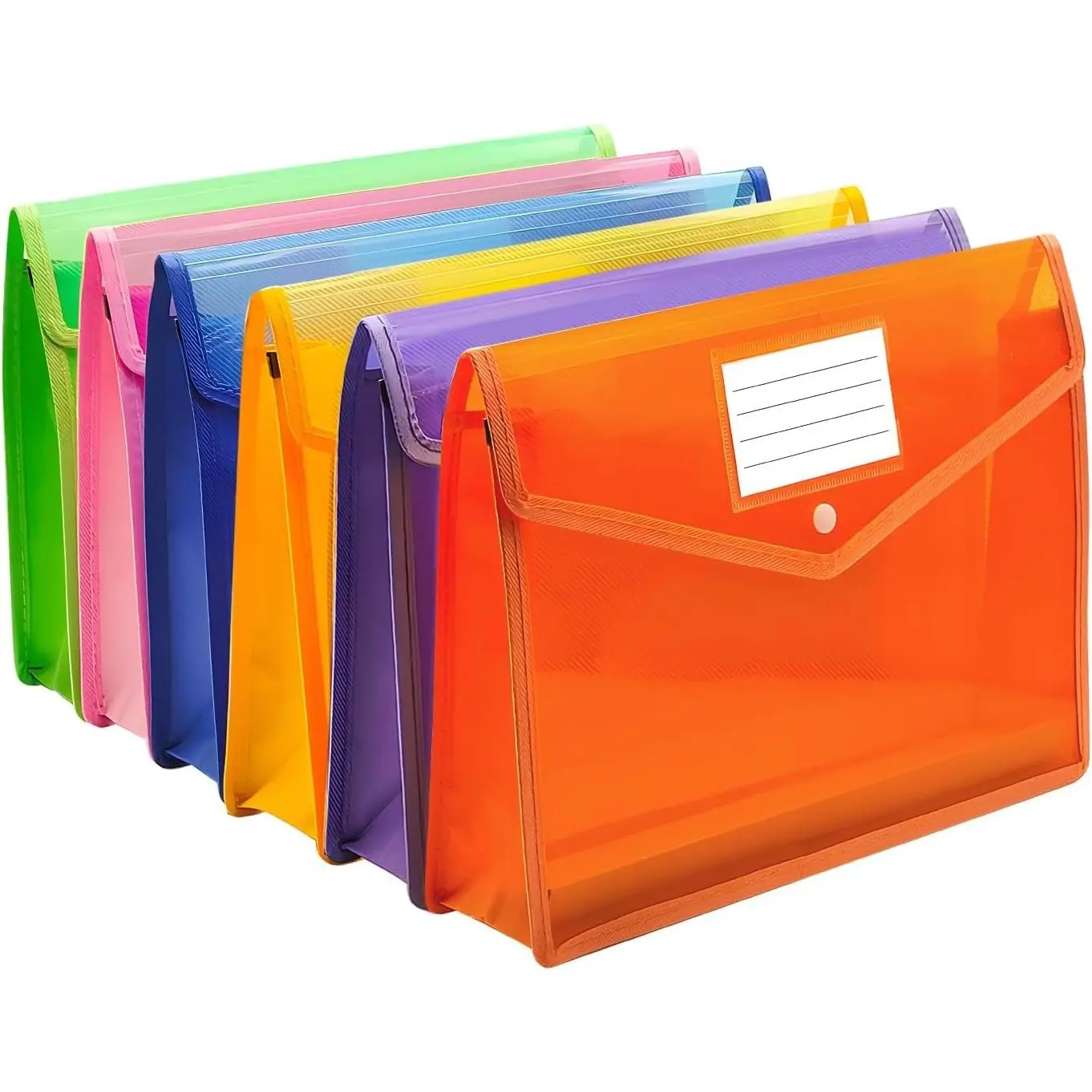 Plastic Expanding File Folder, Envelope Folders for Documents, Waterproof Transparent Expandable File Folder, Large Capacity, Fit Letter/A4 Size (Multicolor-6 Pack)