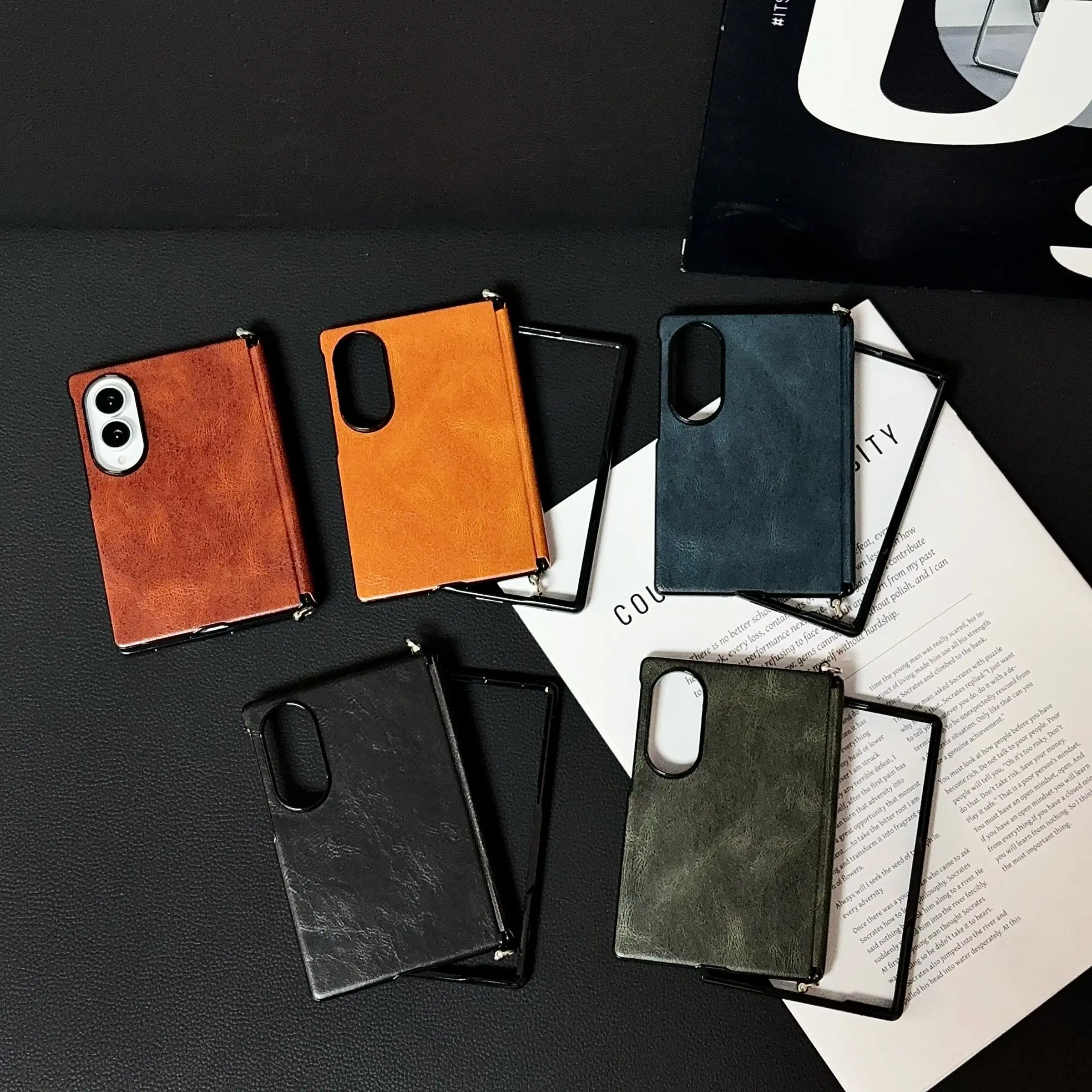 Vintage Crazy Horse Leather Foldable Phone Case, Luxury Business Texture Full Coverage Anti-Drop, Samsung Galaxy Z Fold 8 Protective Cover
