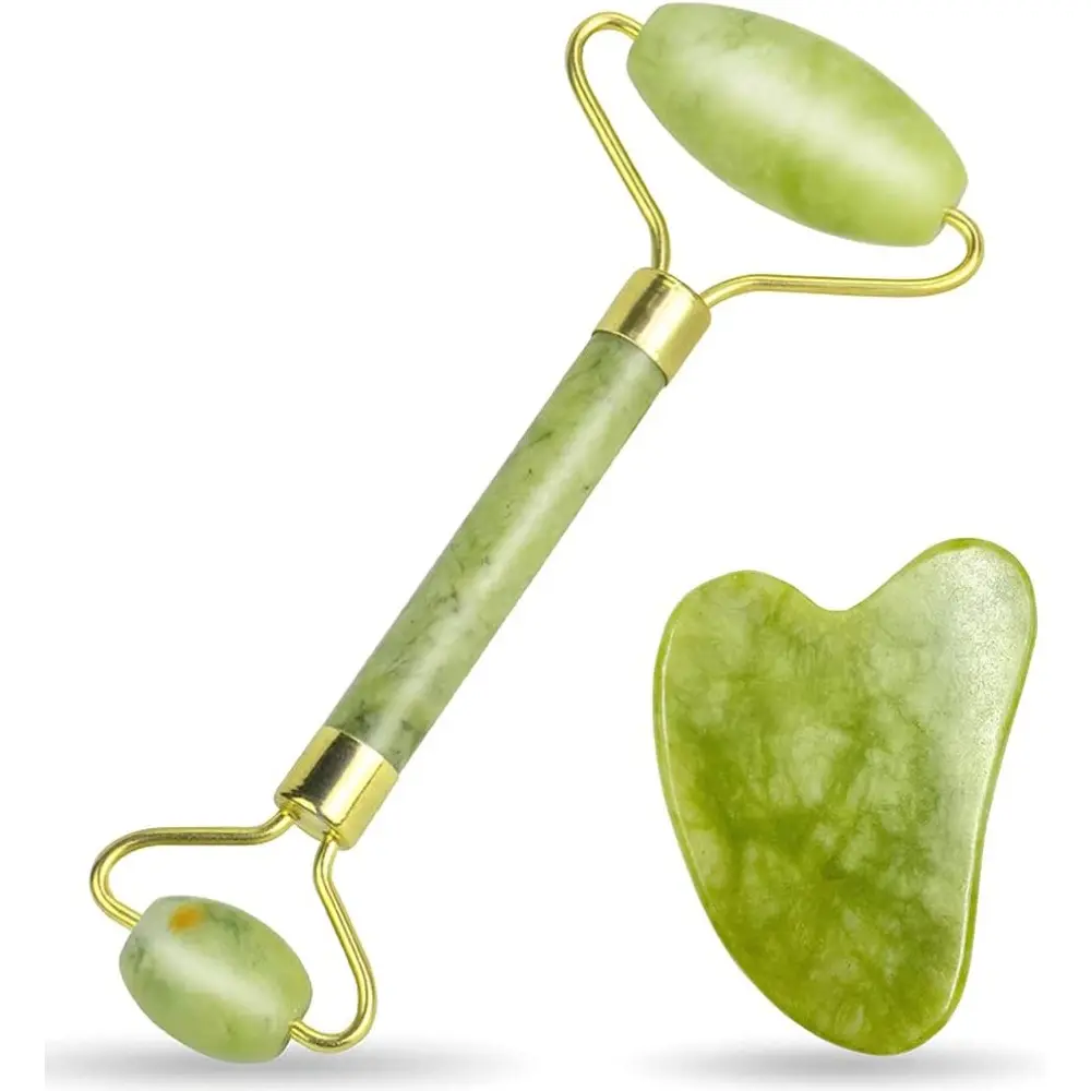 Gua Sha Facial Tool Set and Jade Roller - Jade Beauty Massage Tools, suitable for face, eyes, neck, and body - Beauty Care