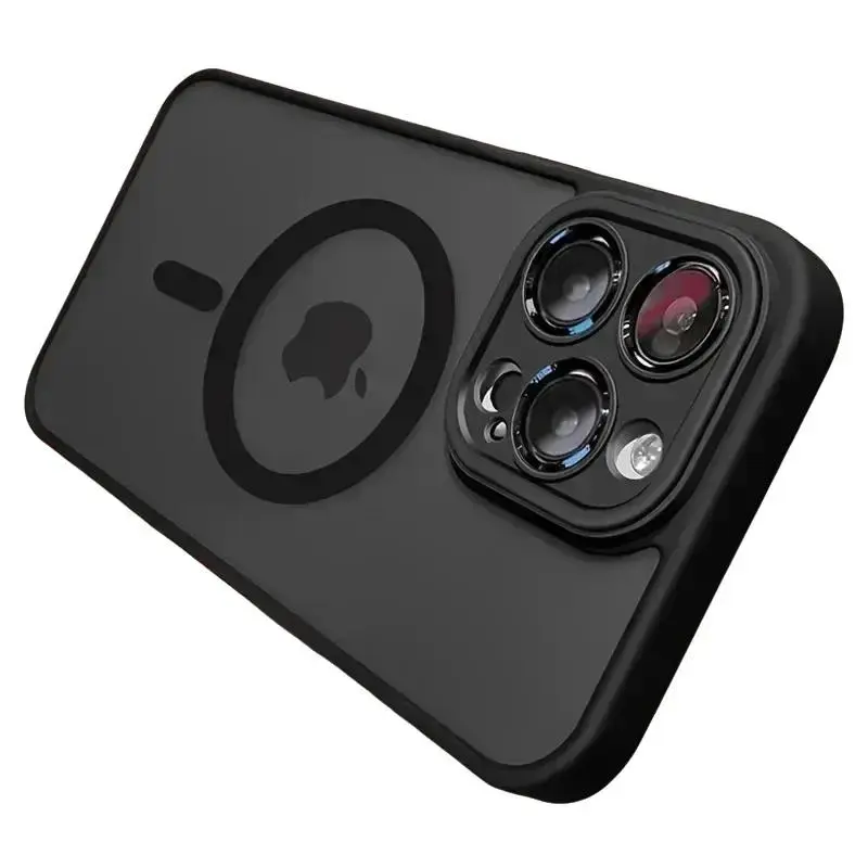 Luxury Magnetic Wireless Charging Phone Case for iPhone 17 16 15 14 13 12 11 Pro Max plus Matte Translucent Hard Pc Armor Shockproof Camera Lens Case