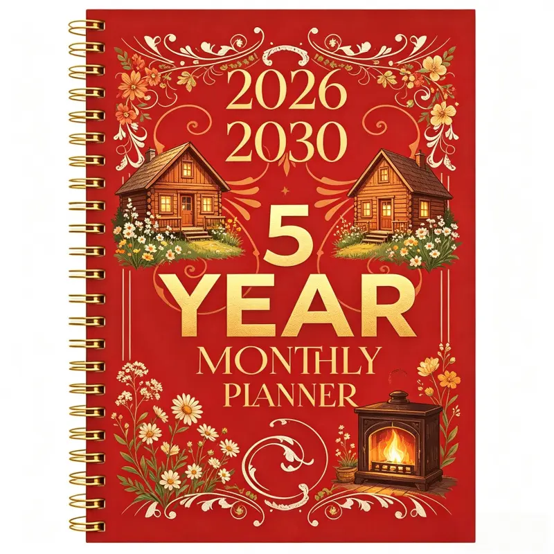 2026-2030 Monthly Planner/Calendar - January 2026 to December 2030, 5-Year Monthly Planner, Red Christmas-Themed Cover Design Notebook, Yearly Calendar Planning, Monthly Tabs, 60-Month Calendar, 5.5 x 8.3 inches, Thick Paper, Elastic Cover, Durable Double