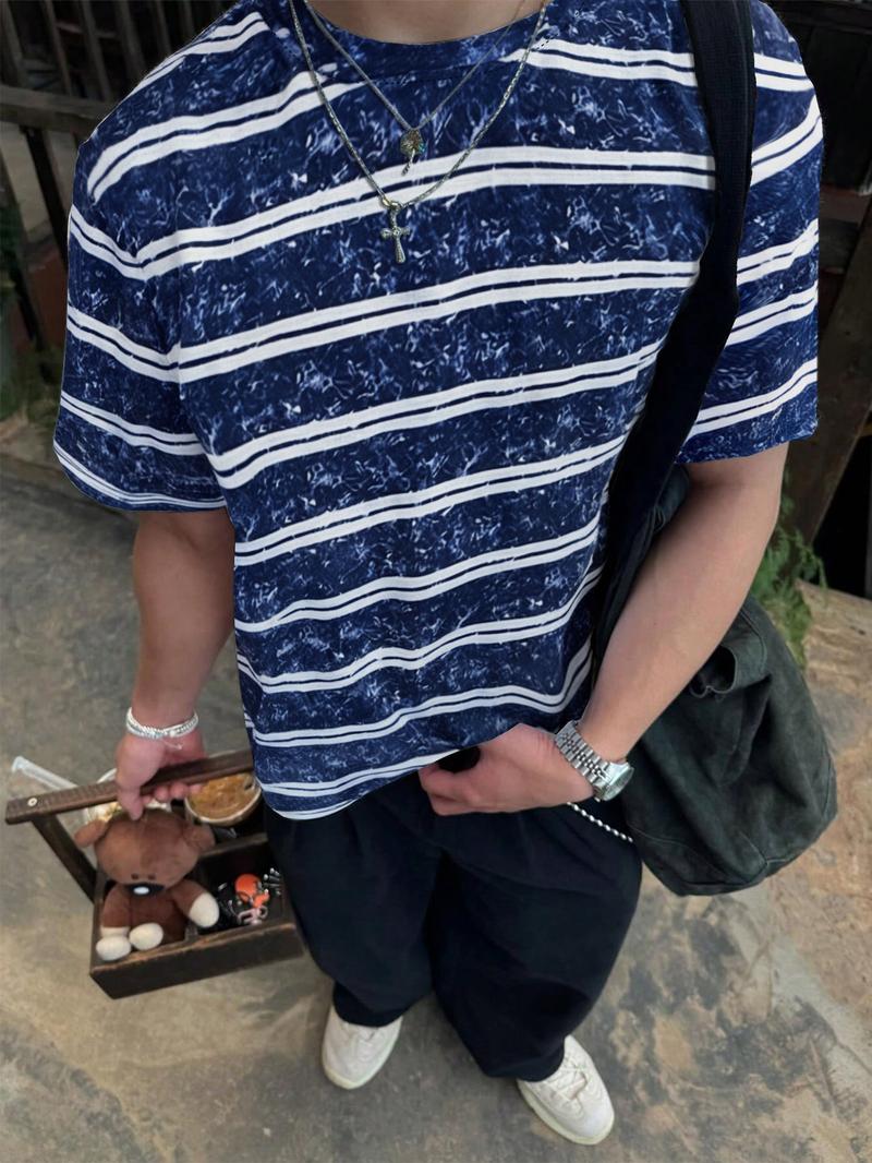 Unisex's Regular Fit All Over Print Short Sleeve Tee, Casual Streetwear T-shirt for Summer, Unisex Top for Daily Wear, Man